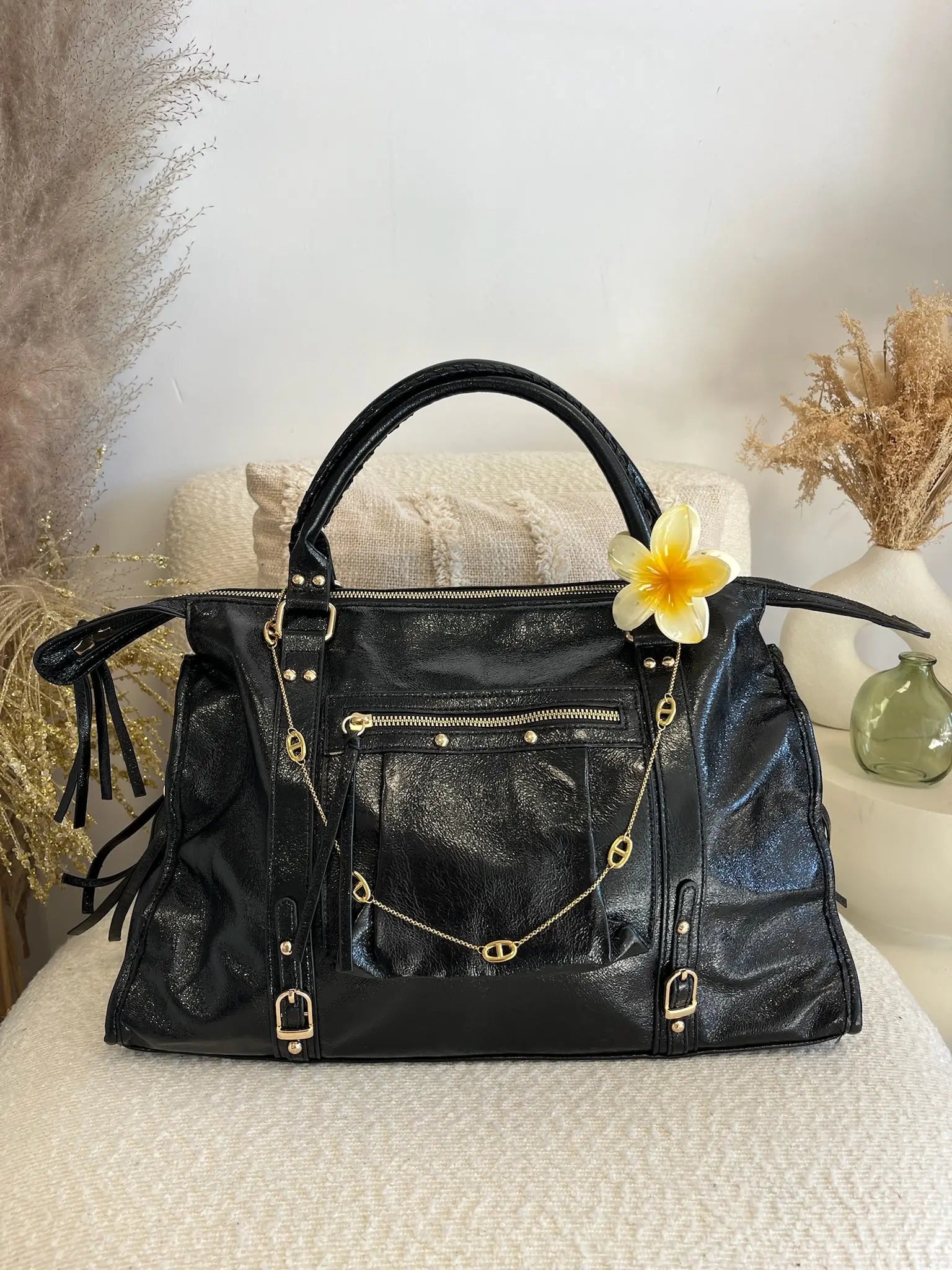Sac Elsa paillettes noir XL nouveau format ! MaisonPerla Collection