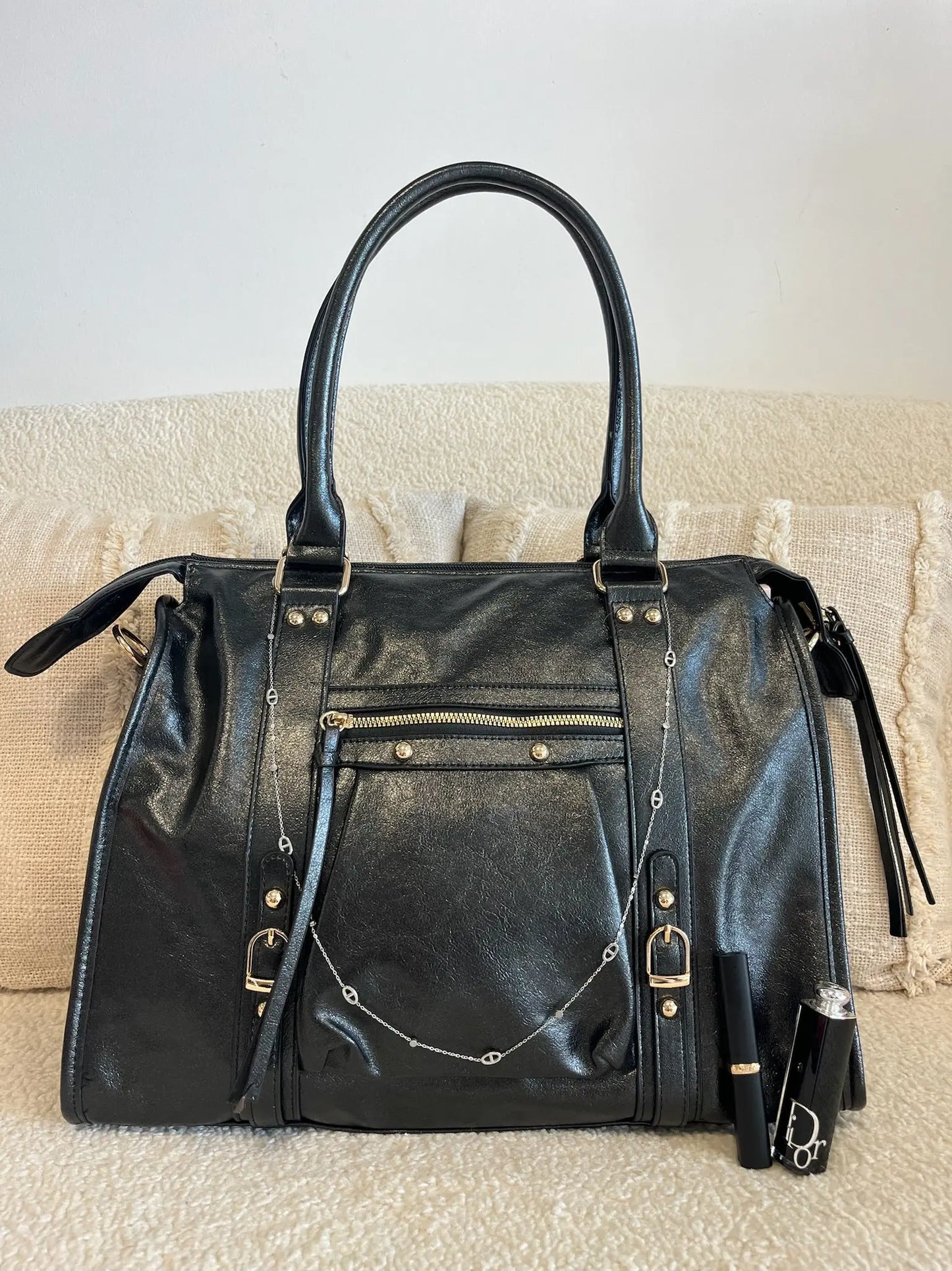Sac Elsa paillettes noir XXL MaisonPerla Collection