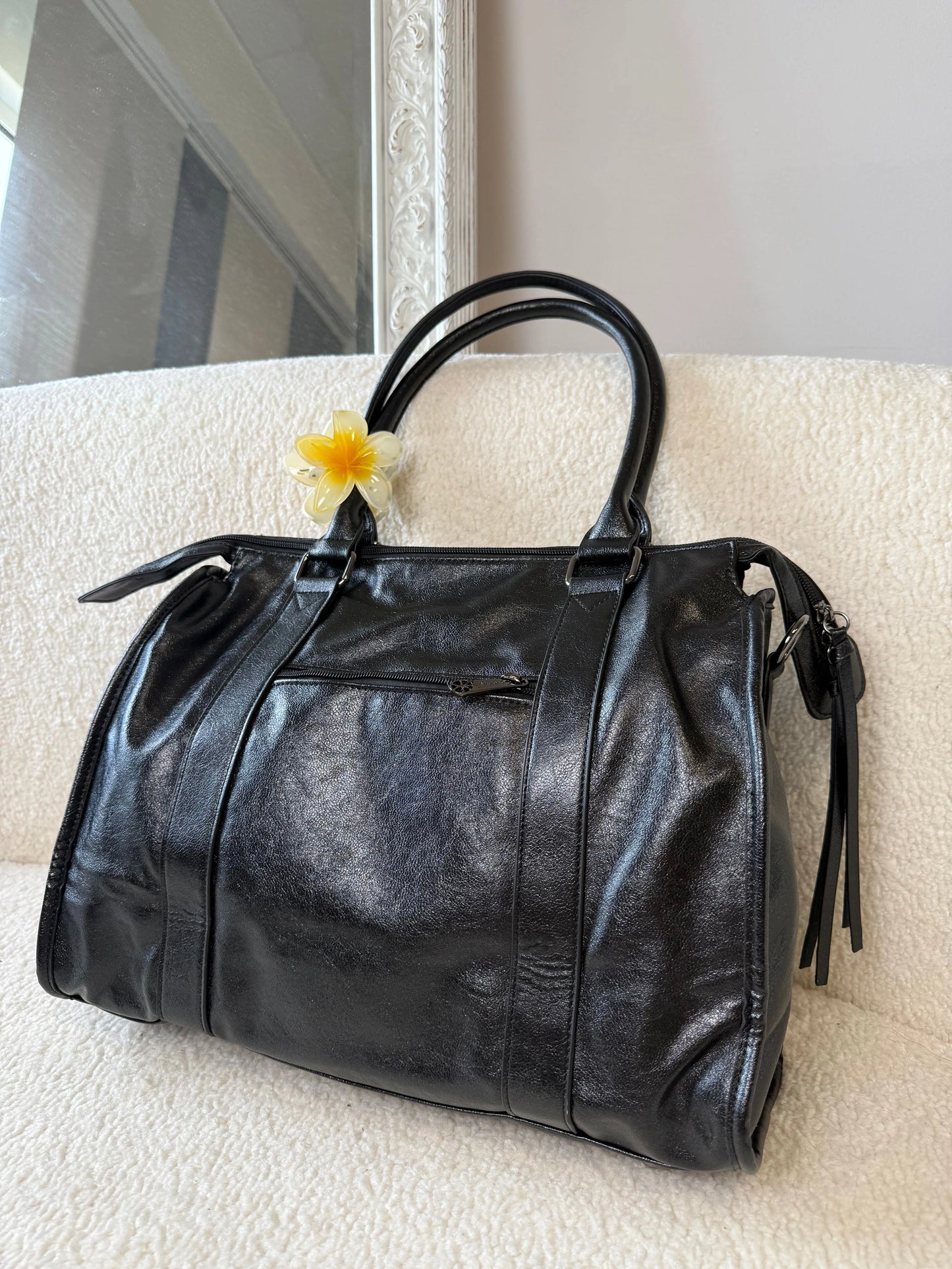 Sac Elsa paillettes noir XXL - finitions argentées MaisonPerla Collection