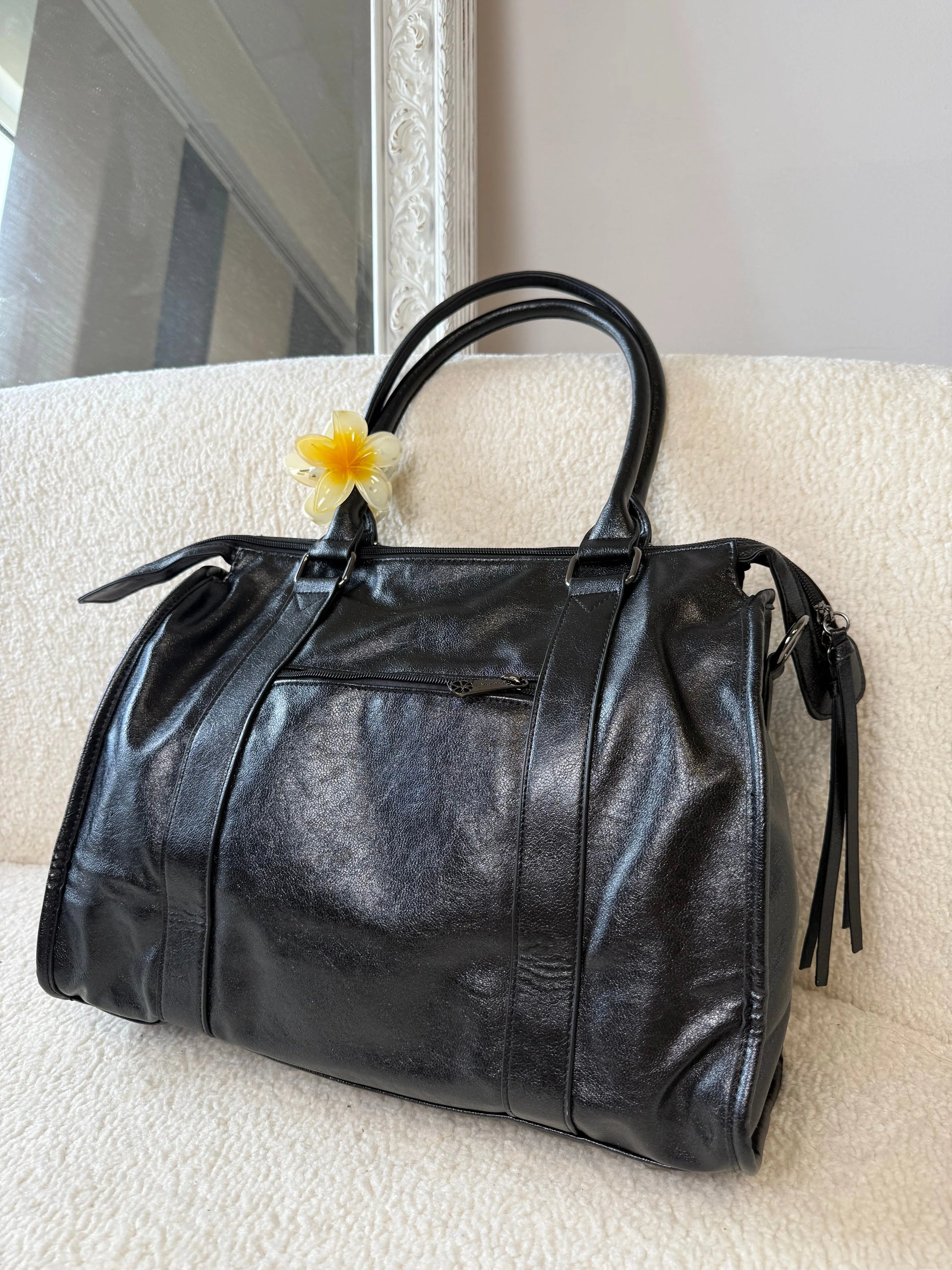 Sac Elsa paillettes noir XXL - finitions argentées MaisonPerla Collection