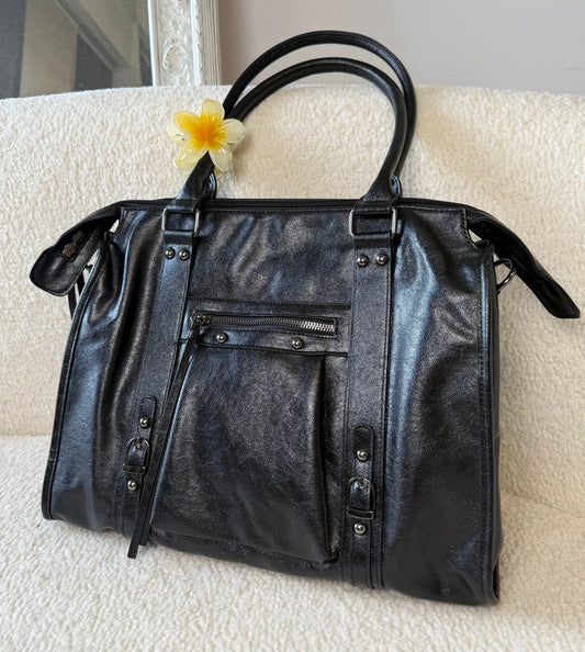 Sac Elsa paillettes noir XXL - finitions argentées MaisonPerla Collection