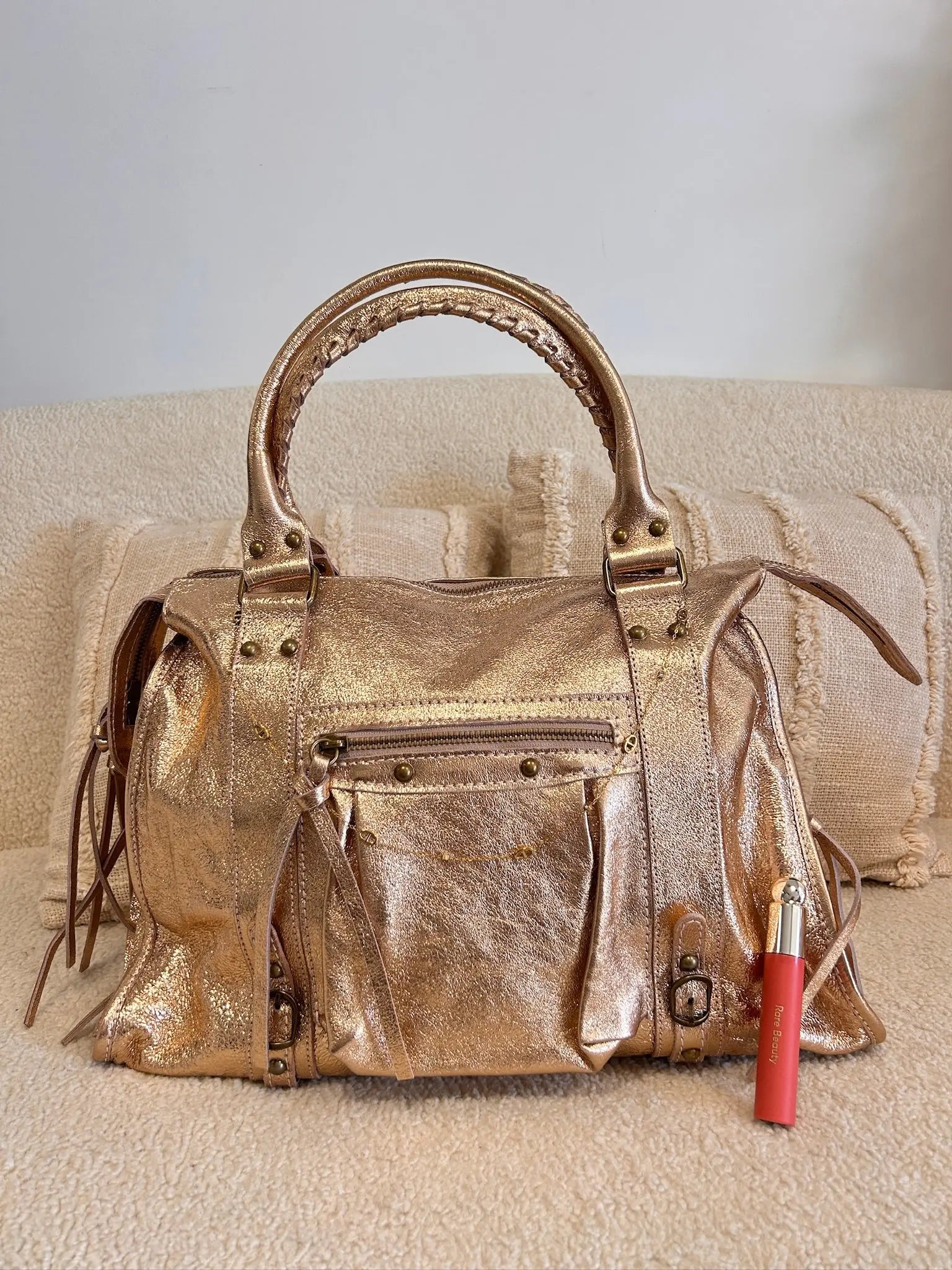 Sac Mila cuir champagne XXL précommande expédition le 20/08 MaisonPerla Collection
