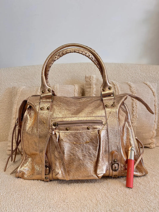 Sac Mila cuir champagne XXL précommande expédition le 20/08 MaisonPerla Collection