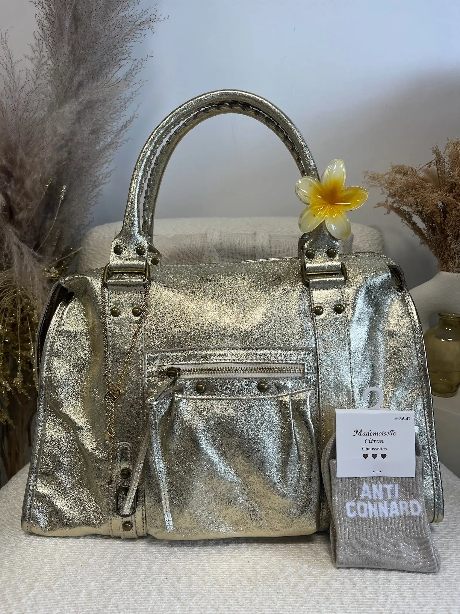 Sac Mila cuir doré XXL MaisonPerla Collection
