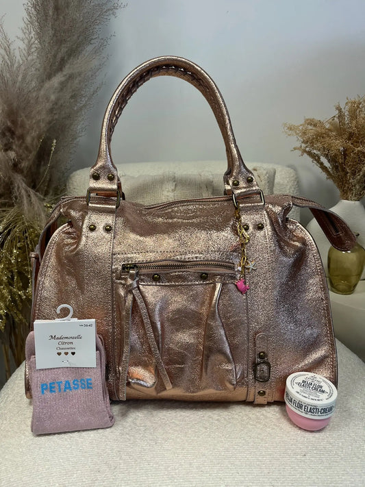 Sac Mila cuir rose XXL MaisonPerla Collection