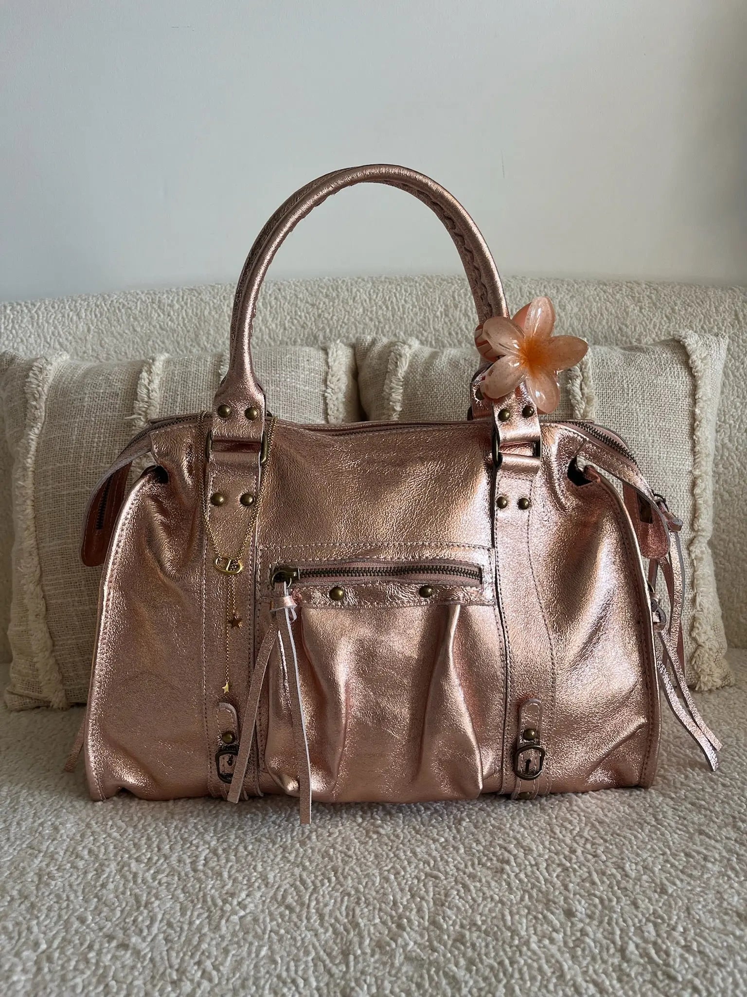 Sac Mila cuir rose XXL MaisonPerla Collection
