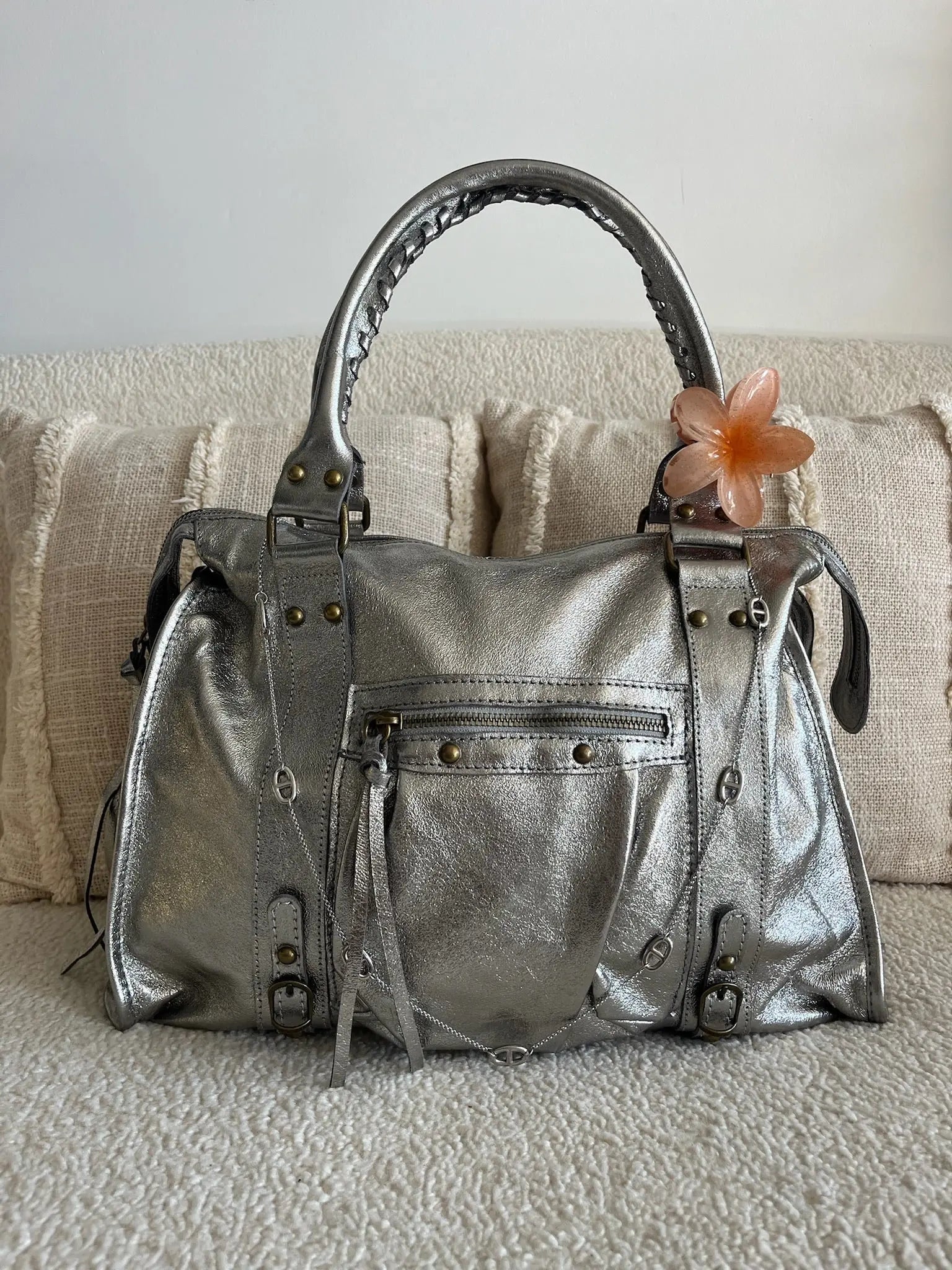 Sac Mila cuir silver XXL MaisonPerla Collection
