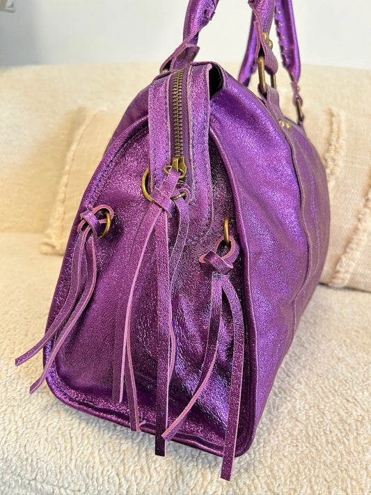 Sac Mila cuir violet XXL MaisonPerla Collection