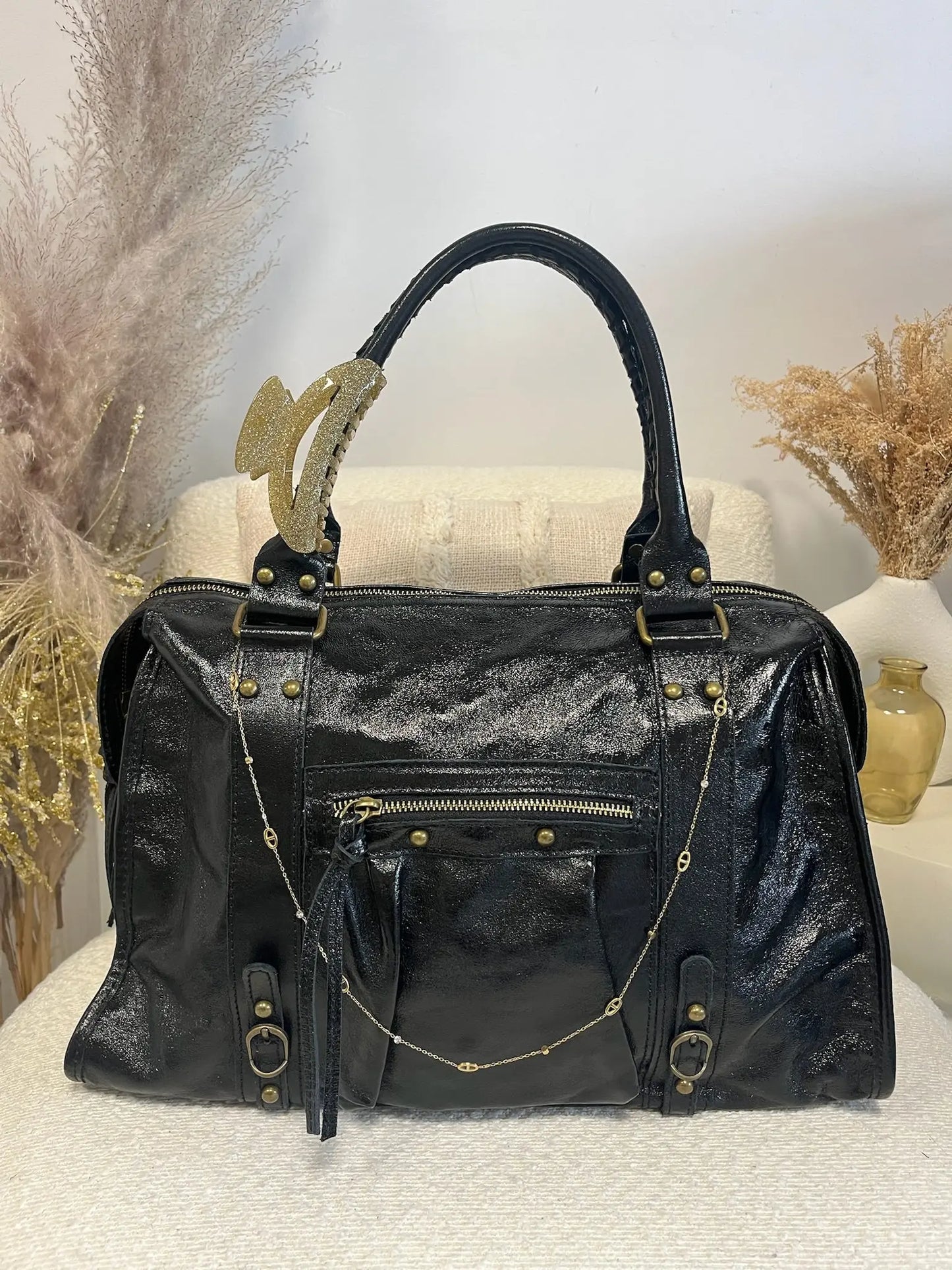 Sac Mila paillettes noir XXL MaisonPerla Collection