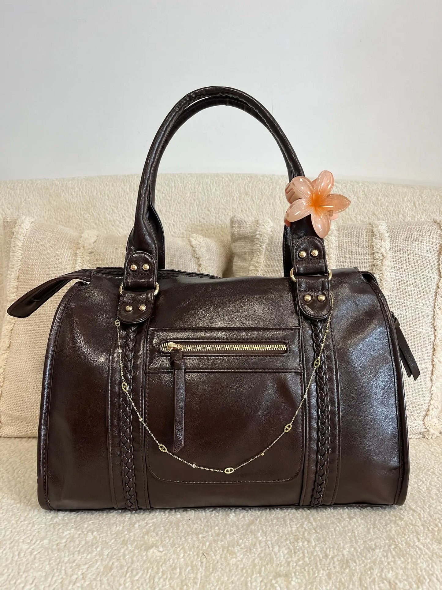 Sac Nina brillant chocolat MaisonPerla Collection