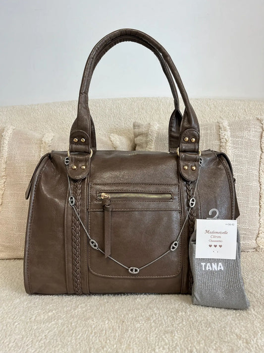 Sac Nina brillant taupe MaisonPerla Collection