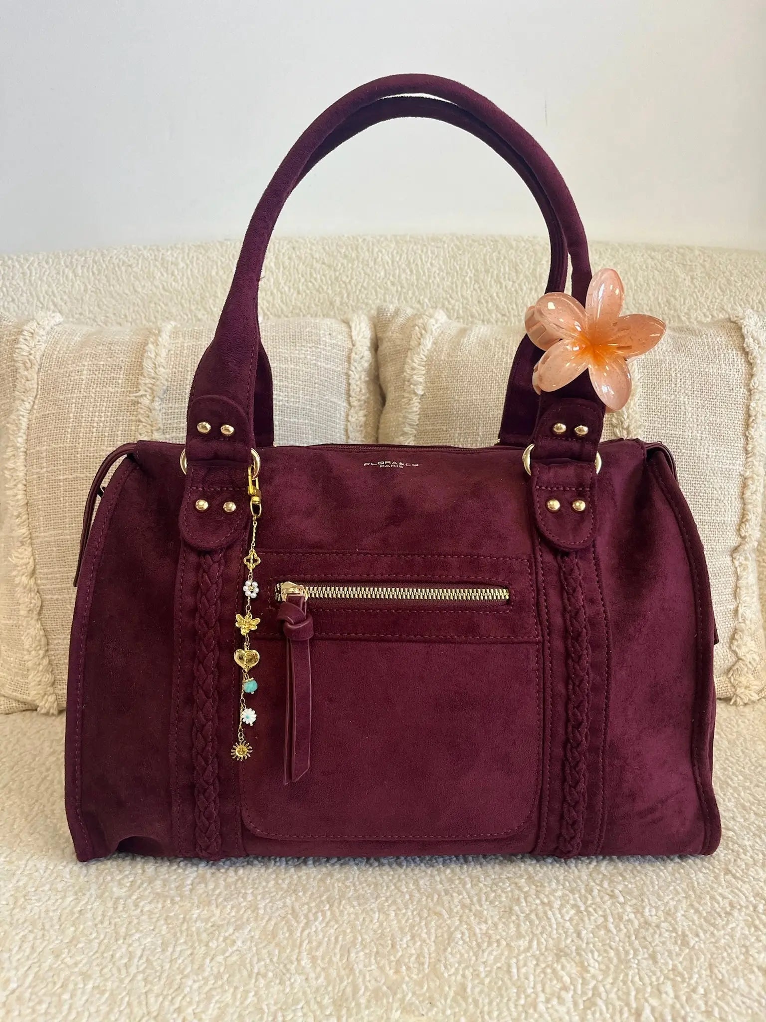 Sac Nina suédine bordeaux MaisonPerla Collection