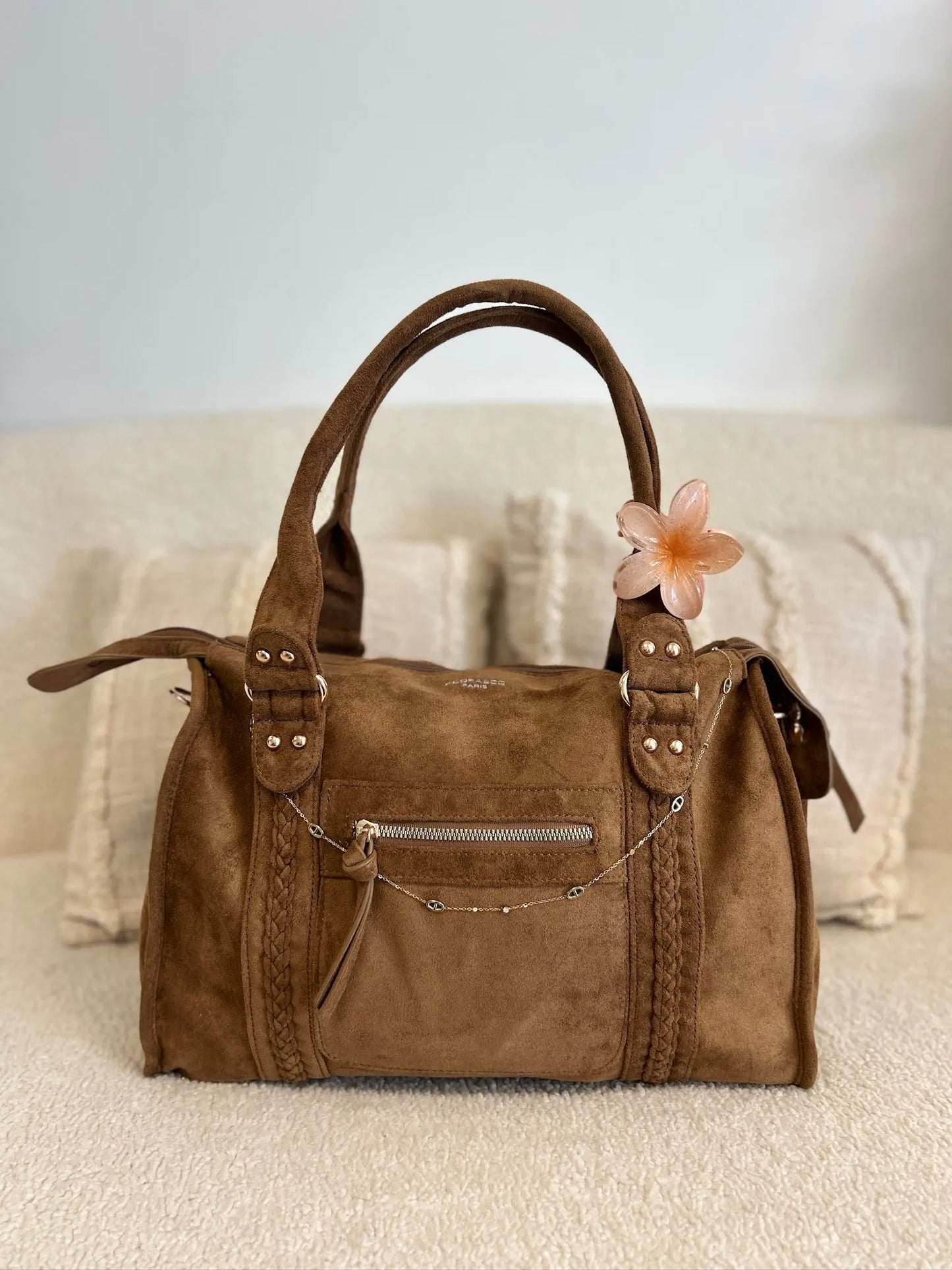 Sac Nina suédine camel MaisonPerla Collection