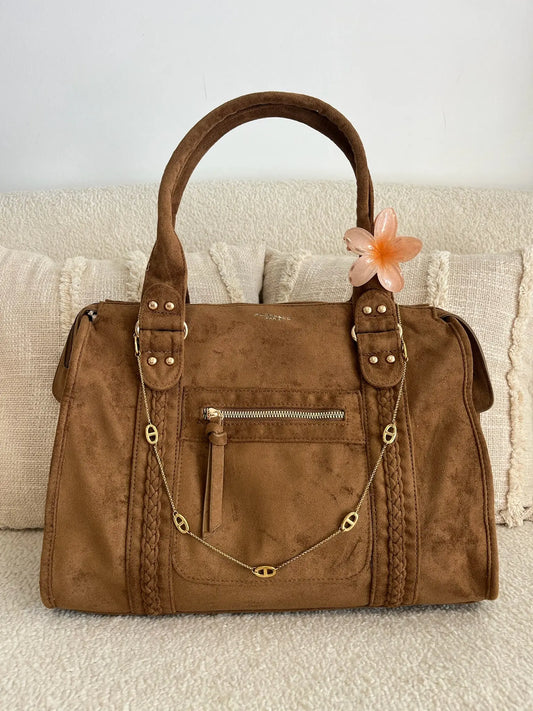 Sac Nina suédine camel MaisonPerla Collection