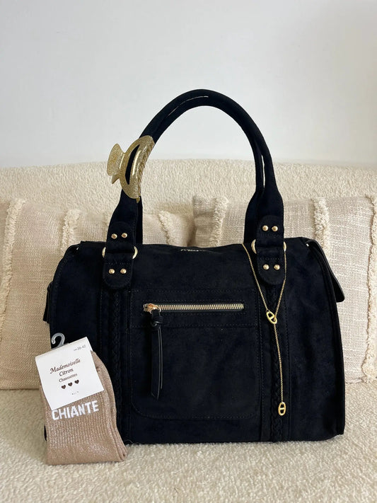 Sac Nina suédine noir MaisonPerla Collection