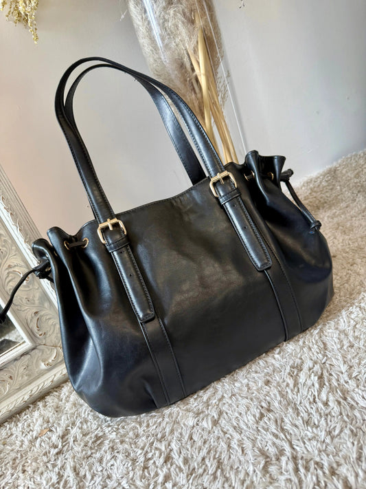 Sac Tara noir lisse MaisonPerla Collection