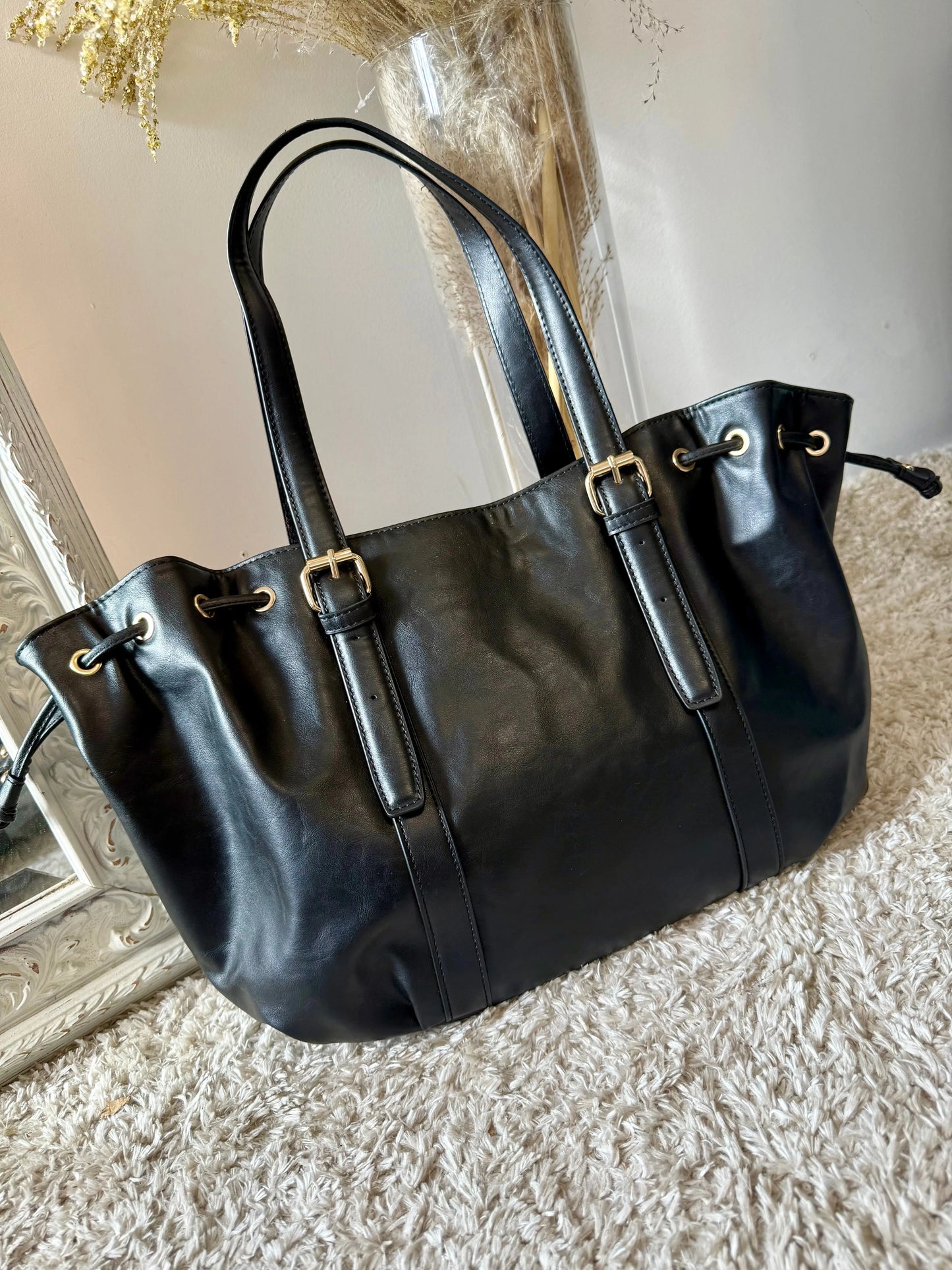Sac Tara noir lisse MaisonPerla Collection