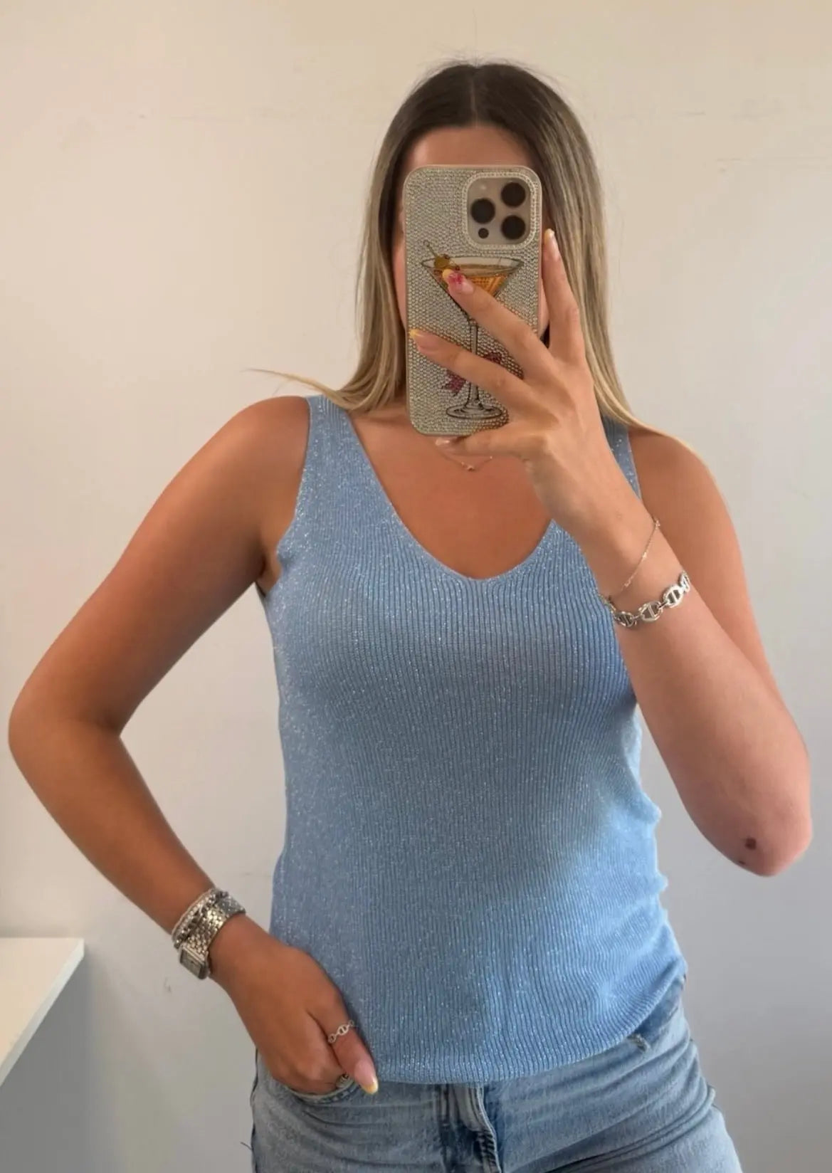 Top Victoria bleu ciel MaisonPerla Collection