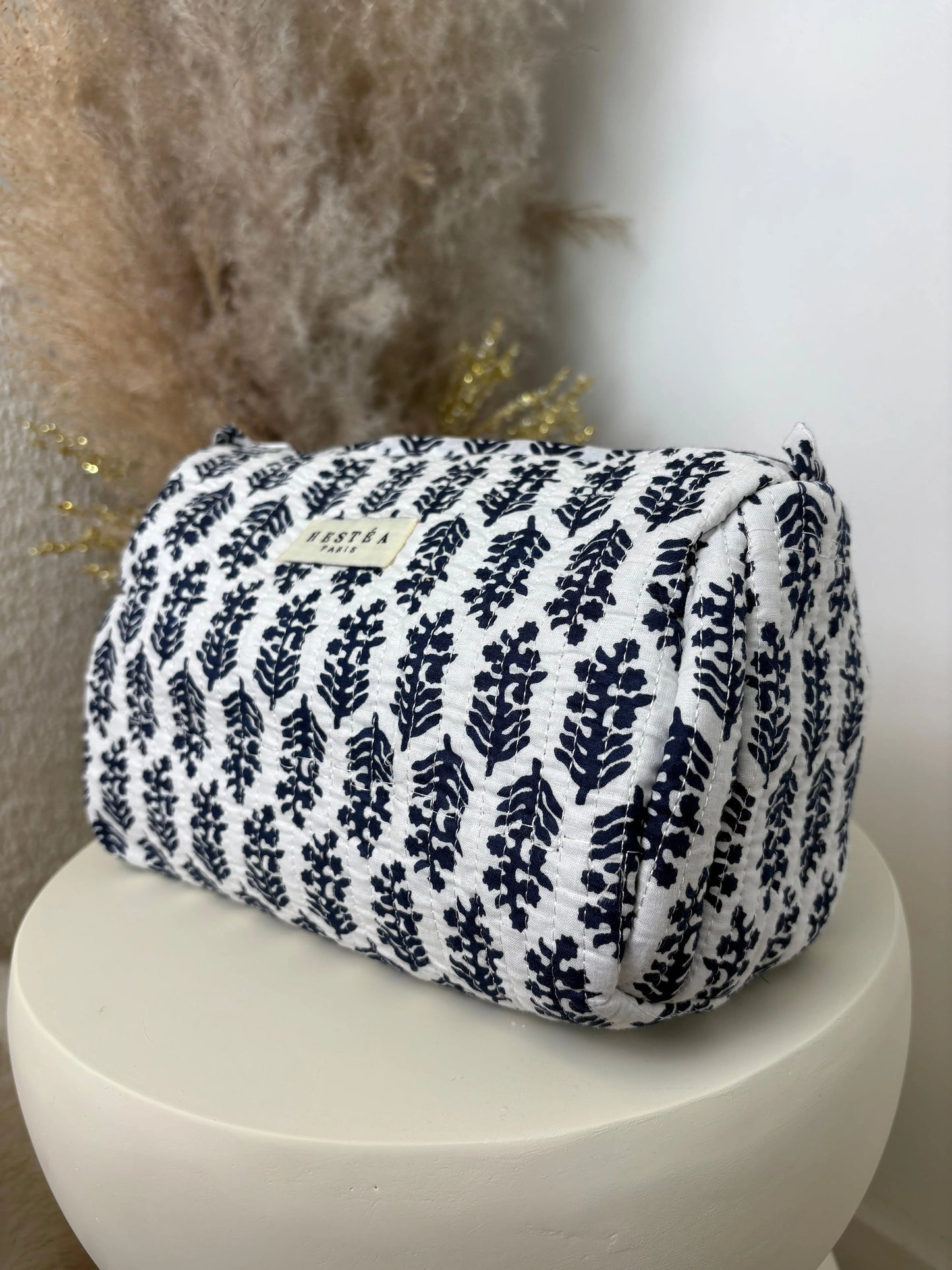 Trousse bohème Alba bleu foncé MaisonPerla Collection