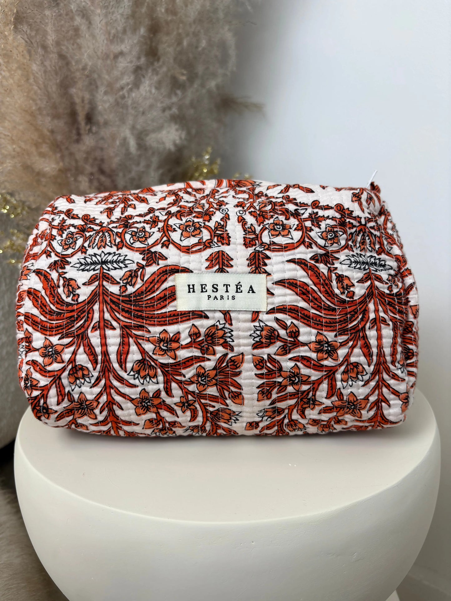 Trousse bohème Alba orange et blanche MaisonPerla Collection