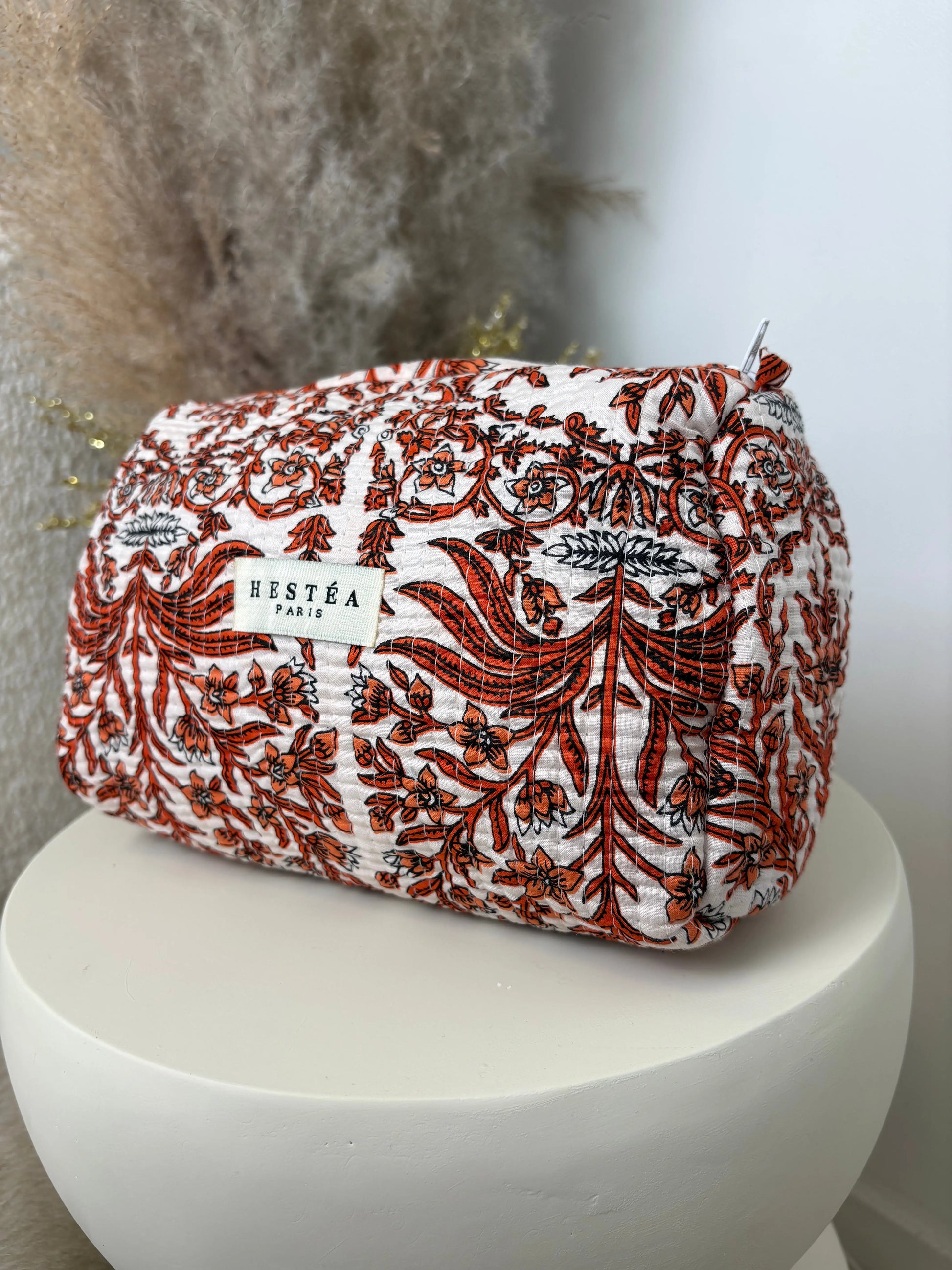 Trousse bohème Alba orange et blanche MaisonPerla Collection