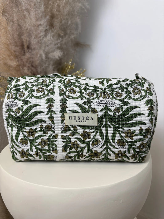 Trousse bohème Alba verte et blanche MaisonPerla Collection