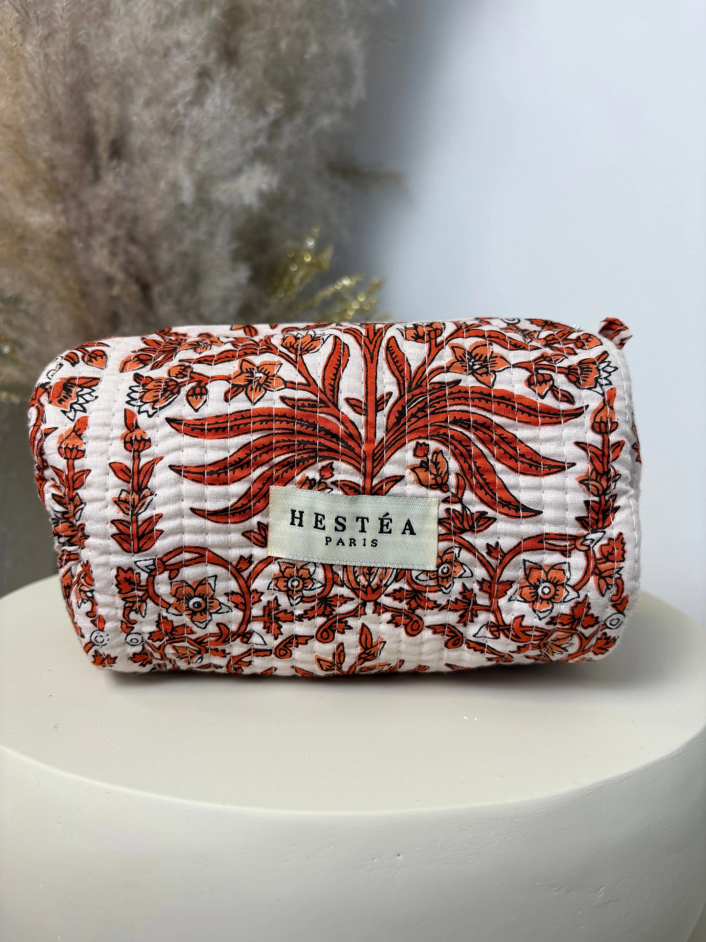 Trousse bohème Nina orange et blanche MaisonPerla Collection