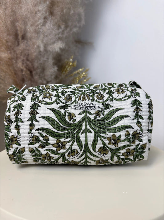 Trousse bohème Nina verte et blanche MaisonPerla Collection