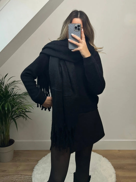 Écharpe Fluffy Noir MaisonPerla Collection